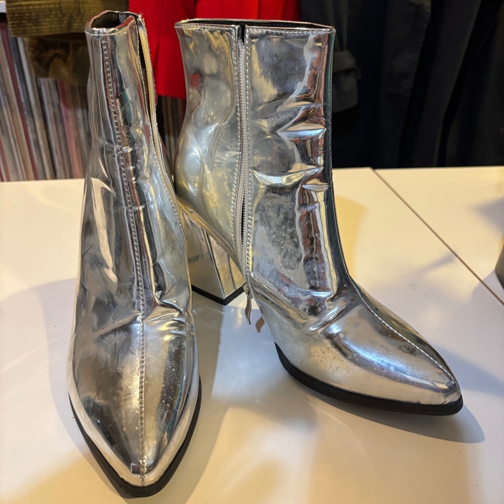 Vintage Silver Ankle Boots
